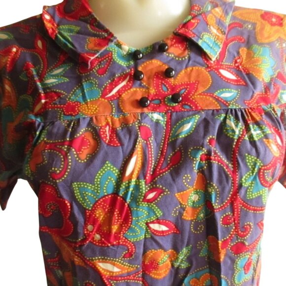 Vintage Housedress 1960's Dress MCM 8 Medium 50's Handmade Chore Pockets Zipback - Picture 1 of 9